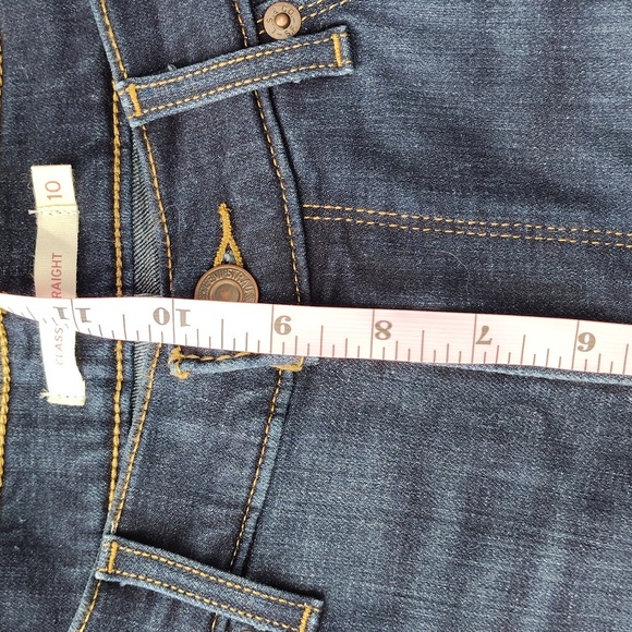 Levis Classic Straight Denim Jeans Size 10 Long Stretch Dark Wash - Picture 8 of 9